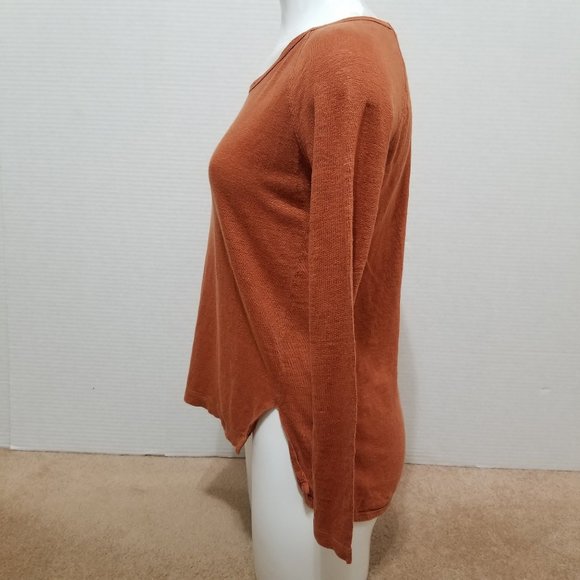 Madewell top XS Linen Raglan Tee slub knit side split minimalist basic E0241 - Picture 2 of 11